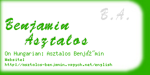 benjamin asztalos business card